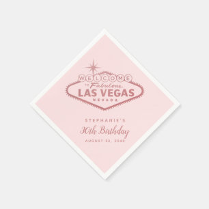 Las Vegas Birthday Sign Rose Gold Pink Party Napkin
