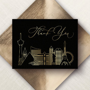 Las Vegas Black and Gold Wedding Thank You Card