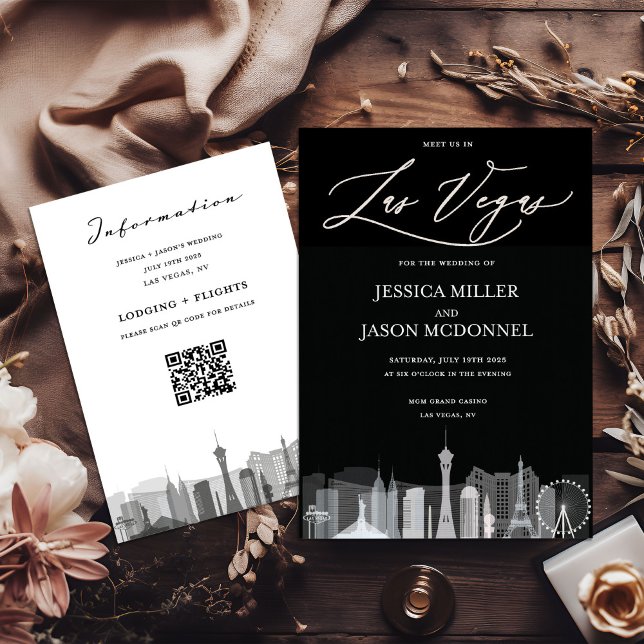 Las Vegas Black and White Wedding Invitation (Creator Uploaded)