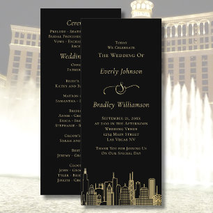 Las Vegas Black Gold Skyline Chic Wedding Program