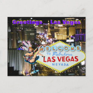Las Vegas Boulevard and Showgirl art Postcard