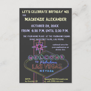 Las Vegas Boulevard Casino Birthdays Parties 21st Invitation