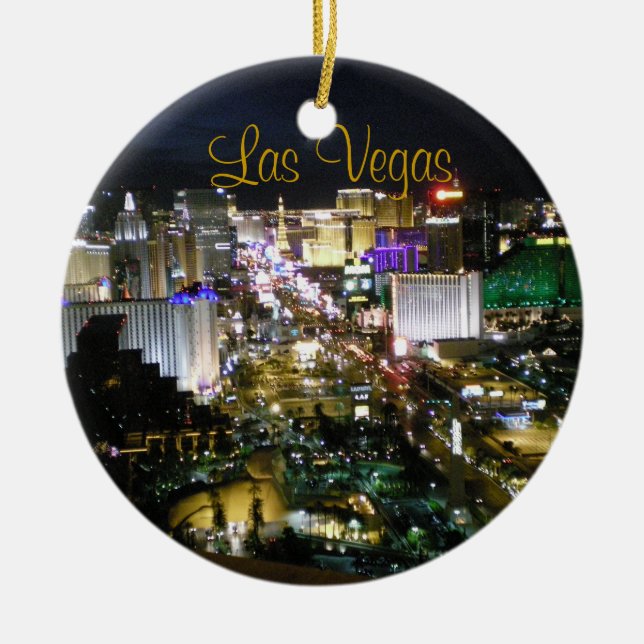 Las Vegas Boulevard Night View Ceramic Tree Decoration (Front)