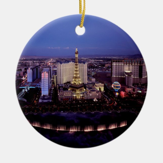 Las Vegas by Night 3 Ceramic Ornament (Front)