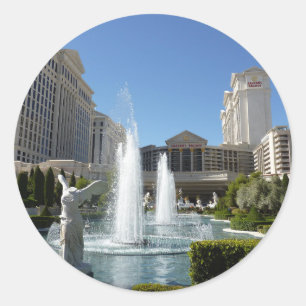 Las Vegas Caesars Palace Fountain Fountains Classic Round Sticker