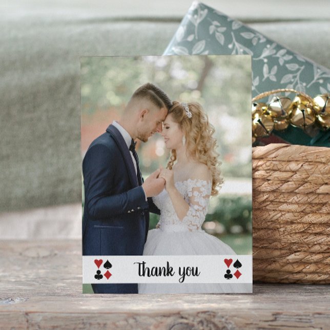 Las Vegas Card Suits Photo Wedding Thank You (Creator Uploaded)