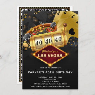 Las Vegas Casino Birthday Party Black Gold Invitation