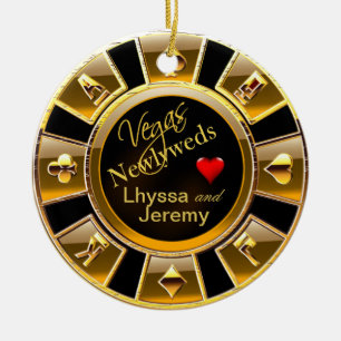 Las Vegas Casino Chip photo black/gold Ceramic Ornament