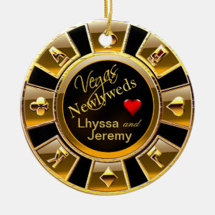Las Vegas Casino Chip photo black/gold Ceramic Ornament