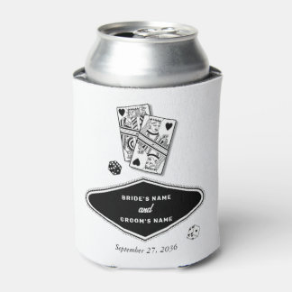 Las Vegas Casino Destination Wedding Black White Can Cooler