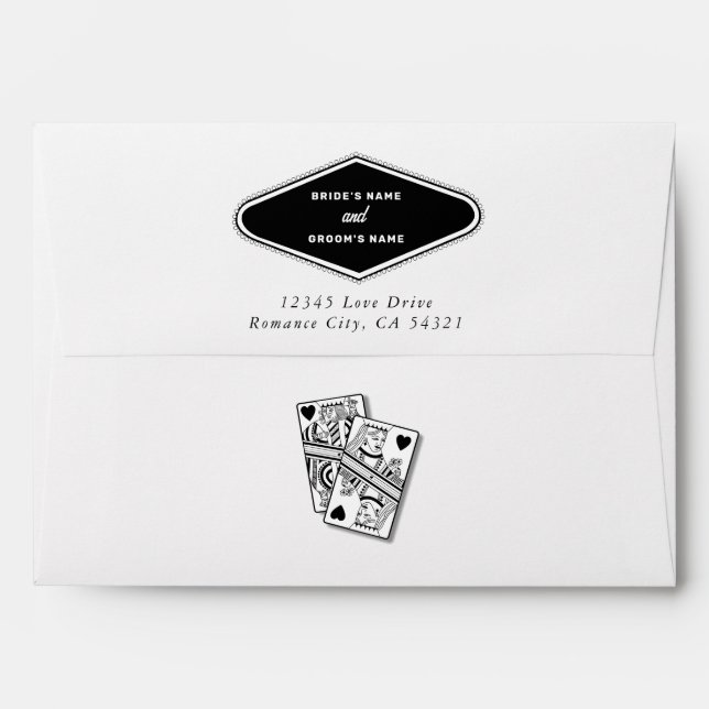 Las Vegas Casino Destination Wedding Black White Envelope (Back (Top Flap))