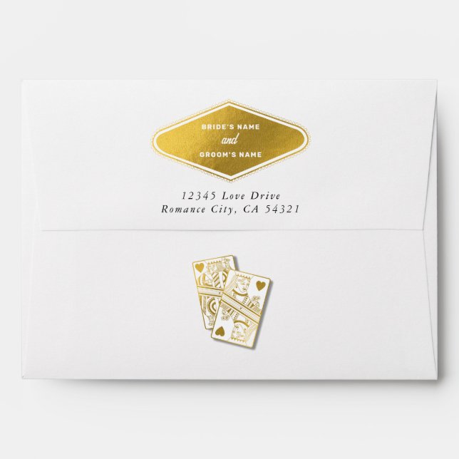 Las Vegas Casino Destination Wedding Gold Envelope (Back (Top Flap))