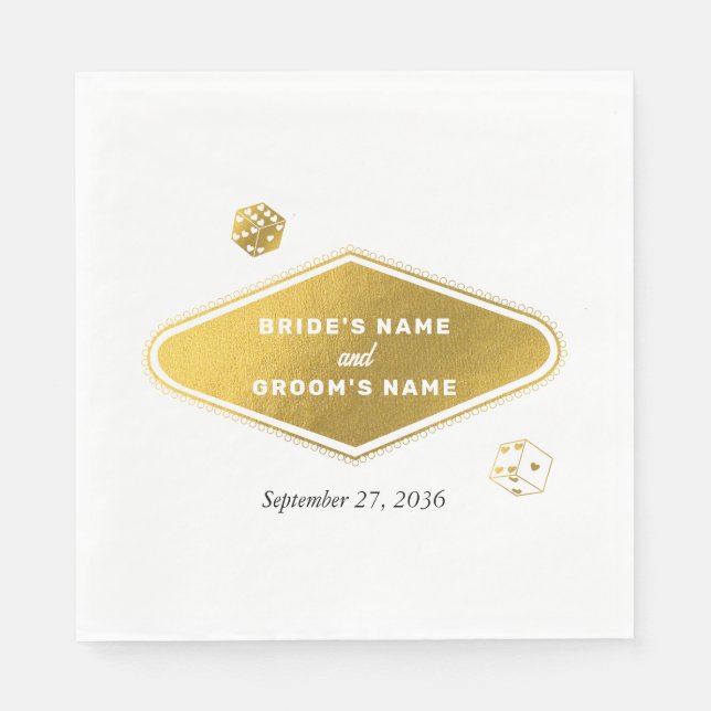 Las Vegas Casino Destination Wedding Gold Napkin (Front)