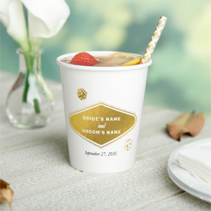 Las Vegas Casino Destination Wedding Gold Paper Cups