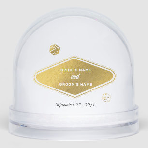 Las Vegas Casino Destination Wedding Gold White  Snowglobe