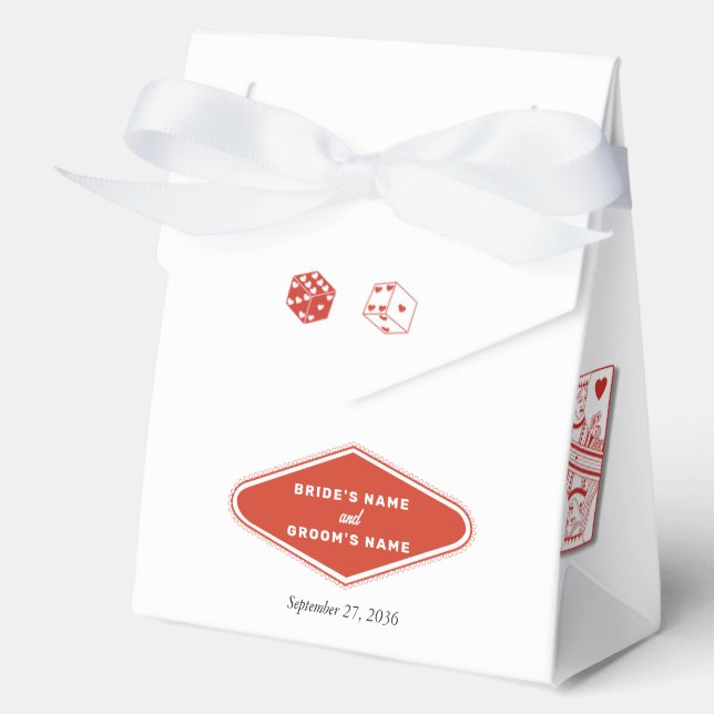 Las Vegas Casino Destination Wedding Red White Favour Box (Front)