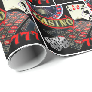 Las Vegas Casino Gambling Poker Dice Collage Wrapping Paper