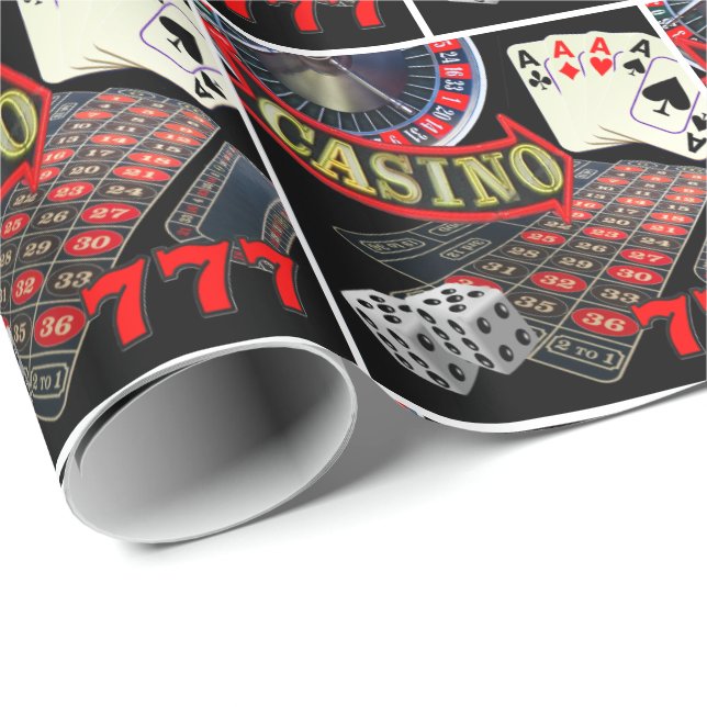 Las Vegas Casino Gambling Poker Dice Collage Wrapping Paper (Roll Corner)