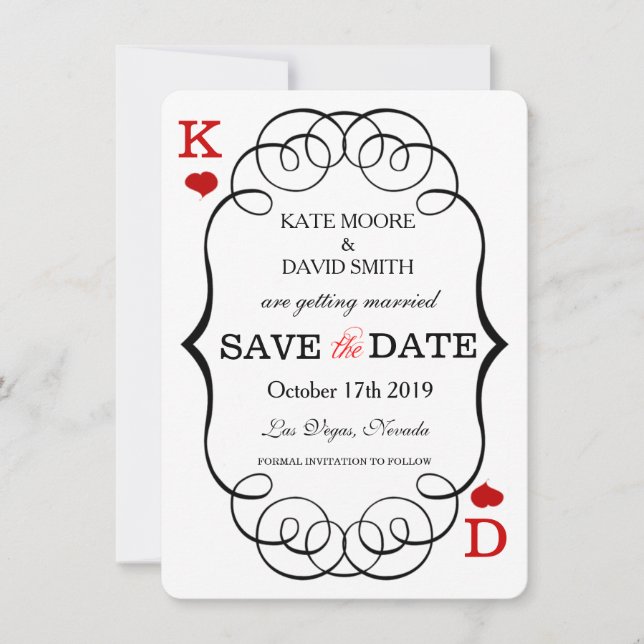 Las Vegas Casino Modern Chic Photo Save The Date (Front)