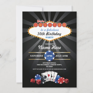 Las Vegas Casino Night Birthday Invite Party