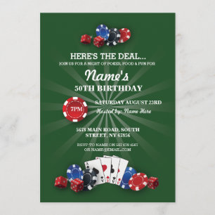Las Vegas Casino Night Birthday Party Invitation