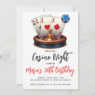 Las Vegas Casino Night Birthday Party Invitation