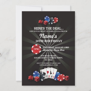 Las Vegas Casino Night Birthday Party Invite