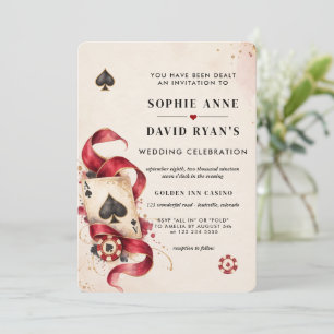 Las Vegas Casino Night QR Code Poker Wedding  Invitation