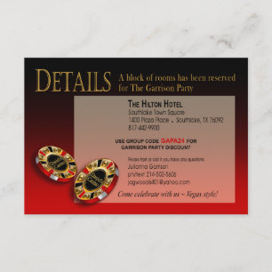 Las Vegas Casino Party Details   red black gold Invitation