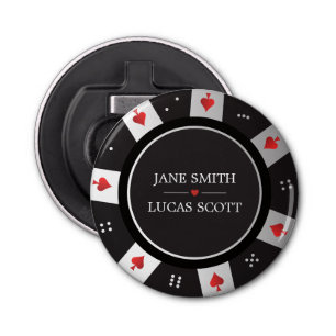 Las Vegas Casino Poker Chip Wedding Favour Bottle Opener