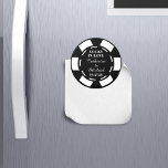 Las Vegas Casino Poker Chip Wedding Favour Magnet<br><div class="desc">Poker chip wedding stationery is a unique and creative way to add a touch of fun to your wedding invitations. These custom-made chip magnets can be used as save-the-date reminders or wedding favours that your guests can take home as a keepsake. They can be personalised with your names and wedding...</div>