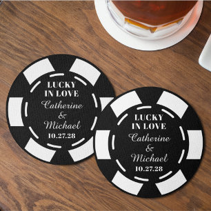 Las Vegas Casino Poker Chip Wedding Favour Round Paper Coaster
