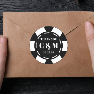 Las Vegas Casino Poker Chip Wedding Thank you Classic Round Sticker