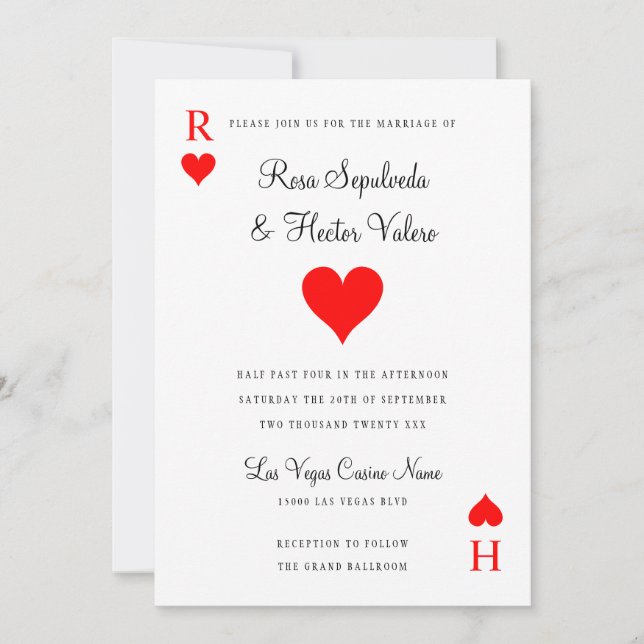 Las Vegas Casino Poker Playing Card Invitation (Front)