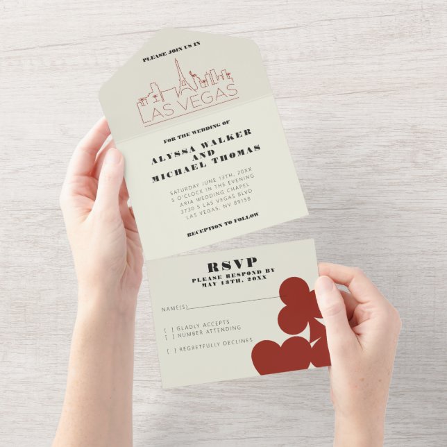 Las Vegas Casino Skyline Wedding All In One Invitation (Tearaway)