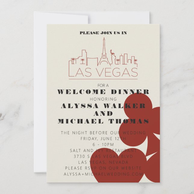 Las Vegas Casino Skyline Wedding Rehearsal Dinner Invitation (Front)