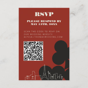 Las Vegas Casino Skyline Wedding RSVP QR Code Enclosure Card