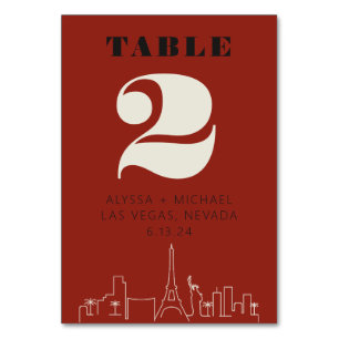 Las vegas Casino Skyline Wedding Table Number