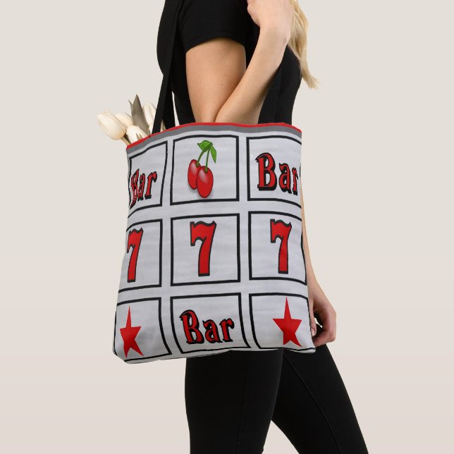 Las Vegas Casino Slot Machine Design With Red Tote Bag (Close Up)