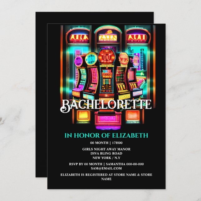 Las Vegas Casino slots bachelorette girls weekend  Invitation (Front/Back)