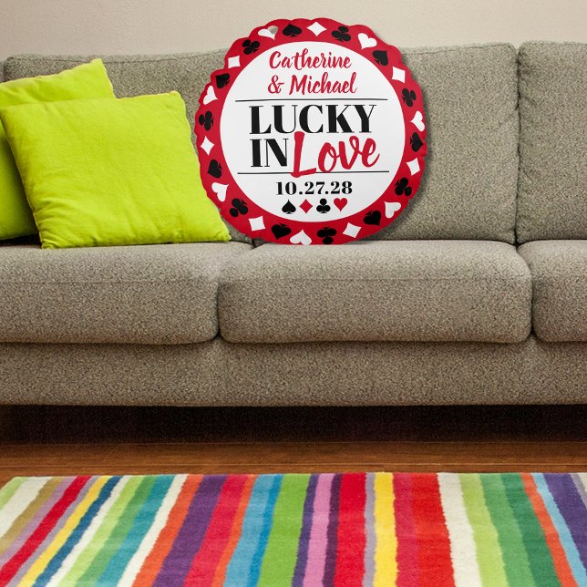 Las Vegas Casino Wedding Anniversary Round Cushion (Creator Uploaded)