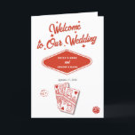 Las Vegas Casino  Wedding Order of Service Program<br><div class="desc">A unique hand drawn Las Vegas Casino themed wedding design. A modern destination Las Vegas, Nevada wedding theme featuring playing cards, casino gambling themed illustrations. A red and white Las Vegas wedding order of service program card design ideal for casino themed weddings. Matching wedding invitations and other stationery items are...</div>