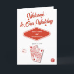Las Vegas Casino  Wedding Order of Service Program<br><div class="desc">A unique hand drawn Las Vegas Casino themed wedding design. A modern destination Las Vegas, Nevada wedding theme featuring playing cards, casino gambling themed illustrations. A red and white Las Vegas wedding order of service program card design ideal for casino themed weddings. Matching wedding invitations and other stationery items are...</div>