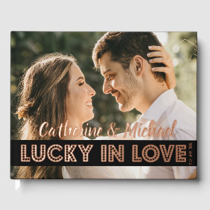 Las Vegas Casino Wedding Photo Black & Gold Guest Book