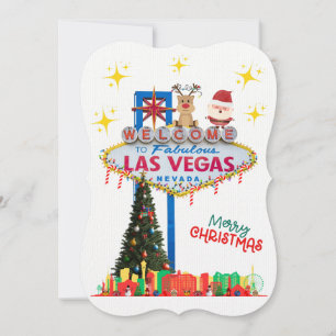 Las Vegas Christmas Card with Santa and Rudolph
