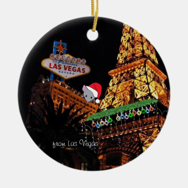 Las Vegas Christmas Personalised Ceramic Ornament (Front)