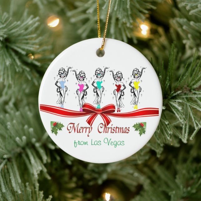 Las Vegas Christmas Personalised Ceramic Ornament (Tree)