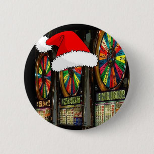 Las Vegas Christmas Slots 6 Cm Round Badge
