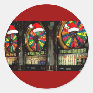 Las Vegas Christmas Slots Classic Round Sticker