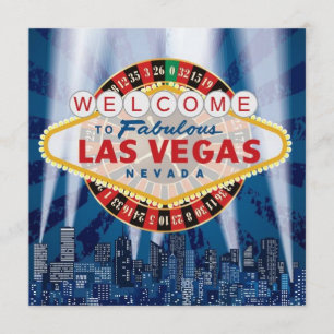 Las Vegas Cityscape Modern Unique Birthday Invite